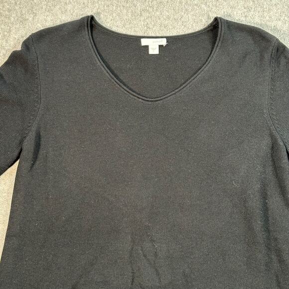 J. Jill Pure Jill Black Sweater High Low Hem Womens Small Knit Long Sleeve Tunic - Picture 3 of 8